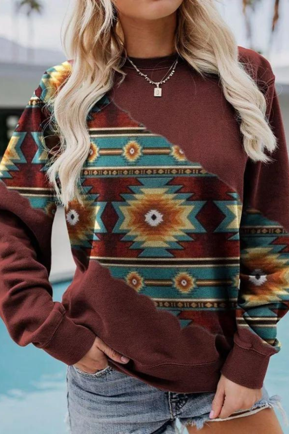 Western Wear Style Long Sleeve Sweatshirt For Women