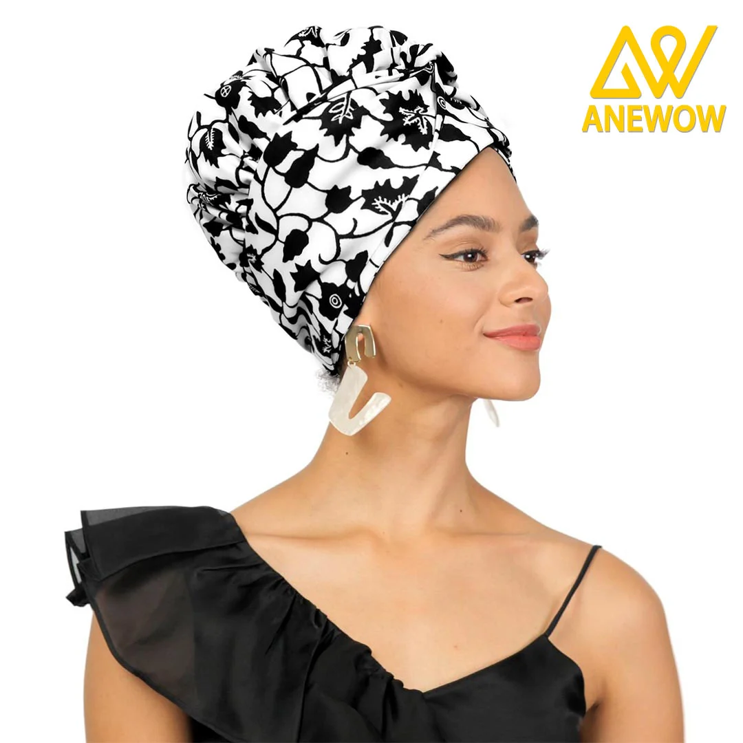 African Print Head Wrap With Satin-Lined-AW1140