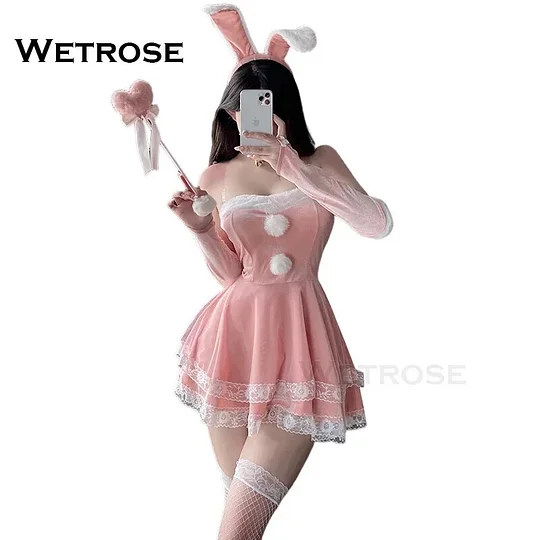 [Wetrose] Sexy Xmas Classic Dress Costume Bunny Deer Girl Lingerie Hot Santa Christmas Woman Girl New Year Gift Babe