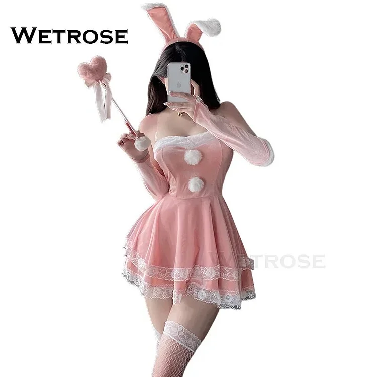 【Wetrose】Sexy Xmas Classic Dress Costume Bunny Deer Girl Lingerie Hot Santa Christmas Woman Girl New Year Gift Babe