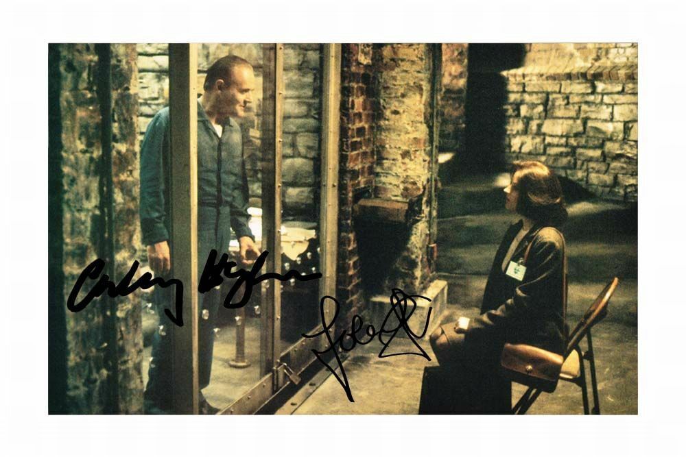 ANTHONY HOPKINS JODIE FOSTER SILENCE OF THE LAMBS AUTOGRAPH SIGNED Photo Poster painting POSTER