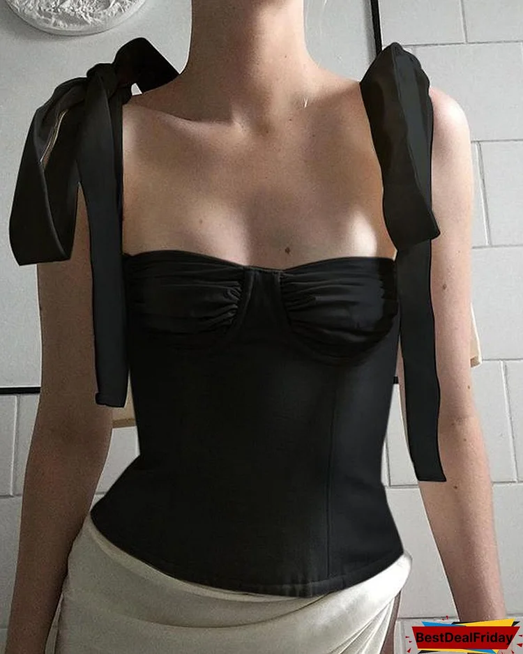 Sexy Lace Up Strap Short Blouse Vest Tops