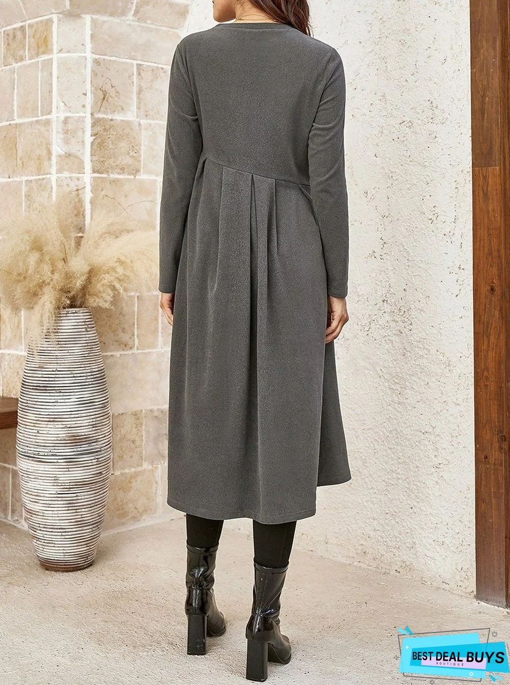 Ladies Geometric Pattern Stitching Casual Dress