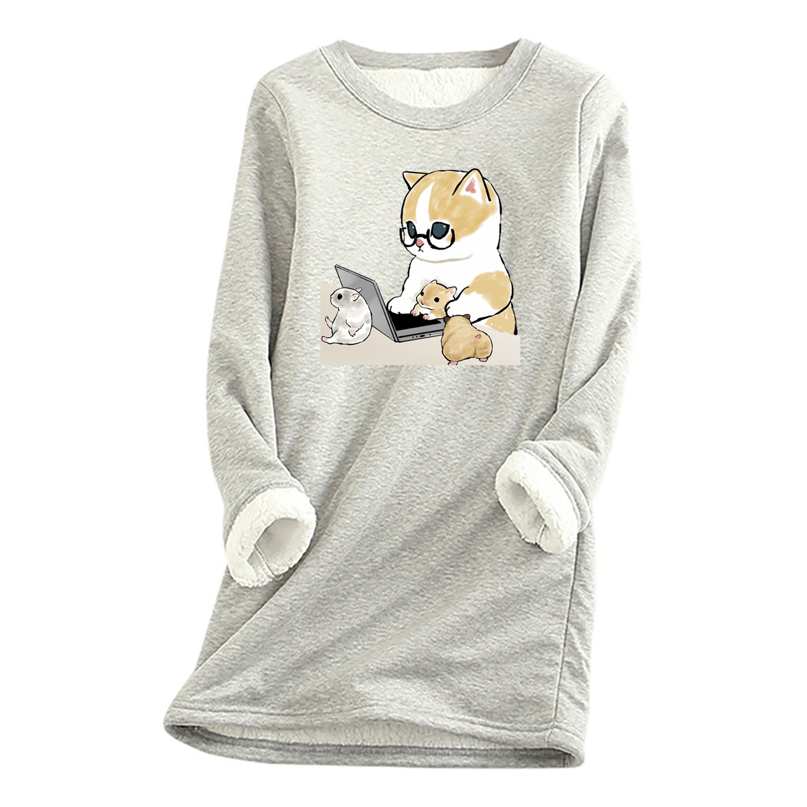  thdmladies Busy cat plus fleece warm bottoming shirt thedmladies