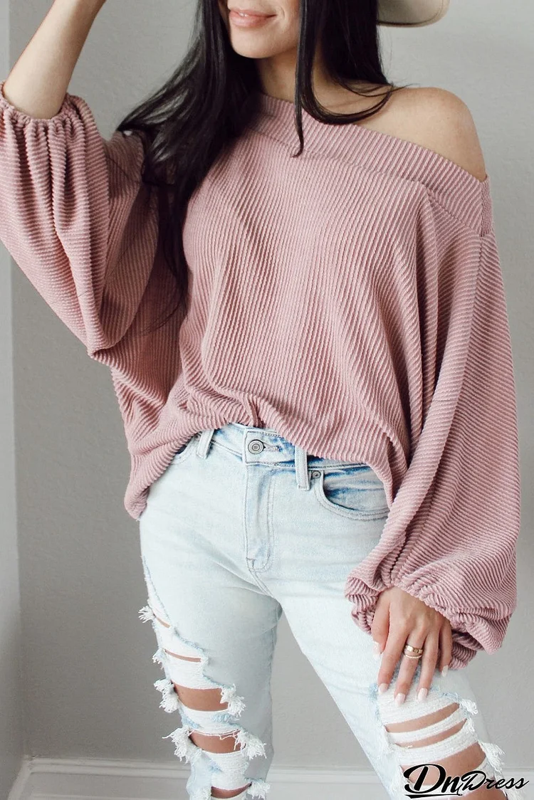 Ribbed Long Sleeve Knit Top