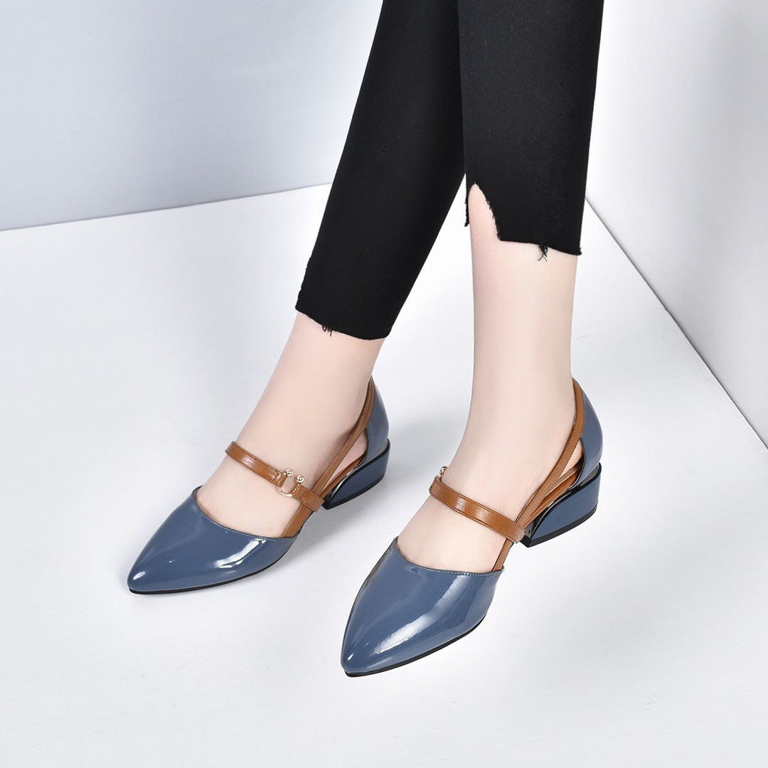 Spring And Summer Leather Casual Shoes  And  New Belt Buckle Solid Color Plus Size Women's Sandals