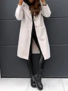 Stylish Lapel Collar Buttoned Pocket Solid Color Simple Woolen Outerwear