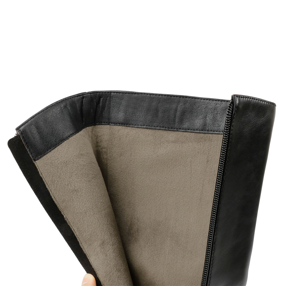 100mm Women's Fashion Zipper Leather High Heels Knee Boots Red Bottom Bowknot Shoes-MERUMOTE