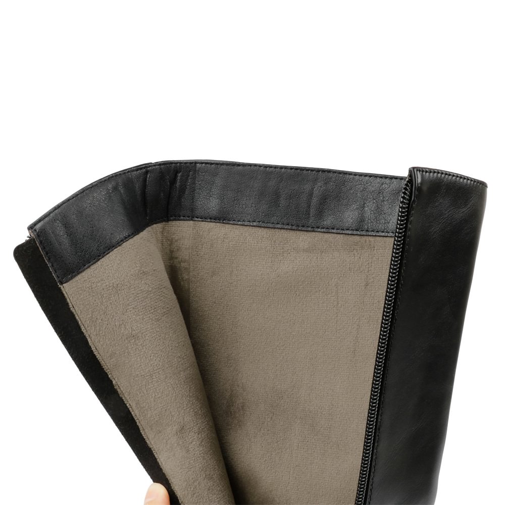 100mm Women's Fashion Zipper Leather High Heels Knee Boots Red Bottom Bowknot Shoes-MERUMOTE