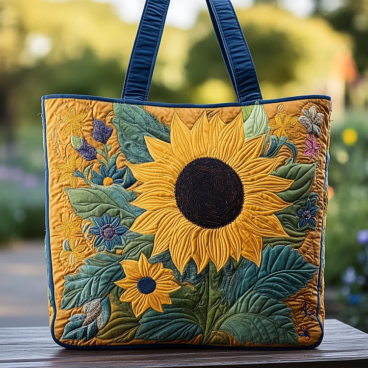 Sunflower Bloom Quilted Tote Bag NCU0DK9192