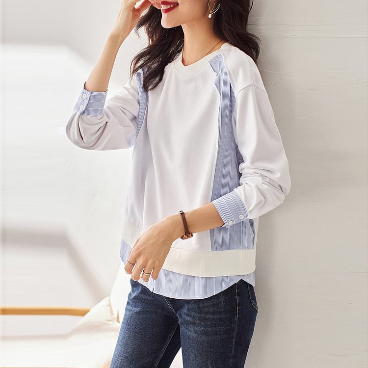Shift Paneled Long Sleeve Sweatshirt