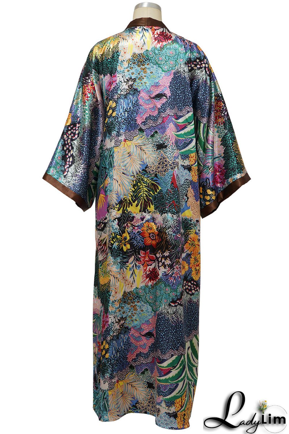 Yellow Fashion Casual Print Patchwork Outerwear(Without Belt)