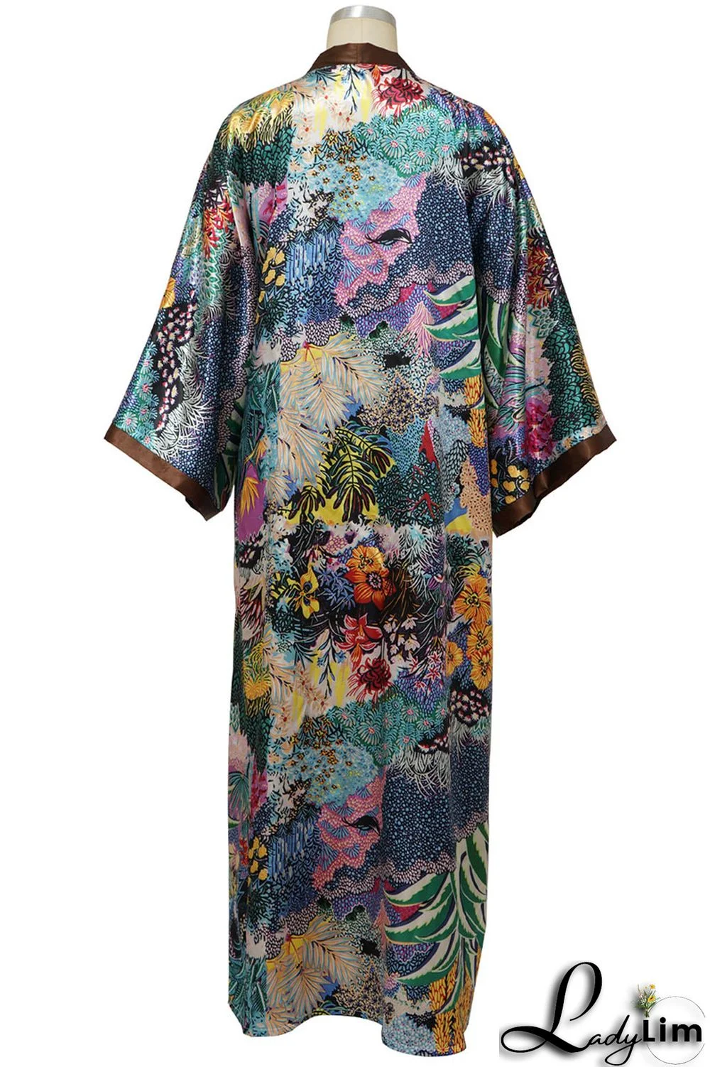 Yellow Fashion Casual Print Patchwork Outerwear(Without Belt)