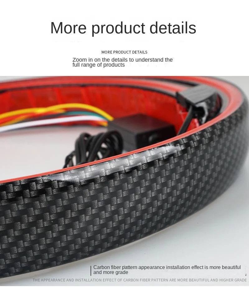 Car modified tail wing LED carbon fiber streamer light