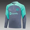 2023/2024 Barcelona Half-Pull Training Suit Green-Gray Jersey Set joyfball