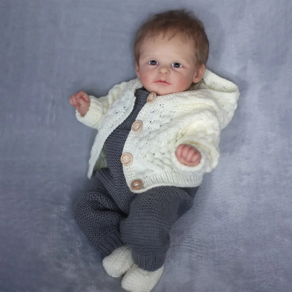 [New Series!] 20'' Lifelike Brown Hair Reborn Baby Girl Doll Gifts Eyes Open Named Dena