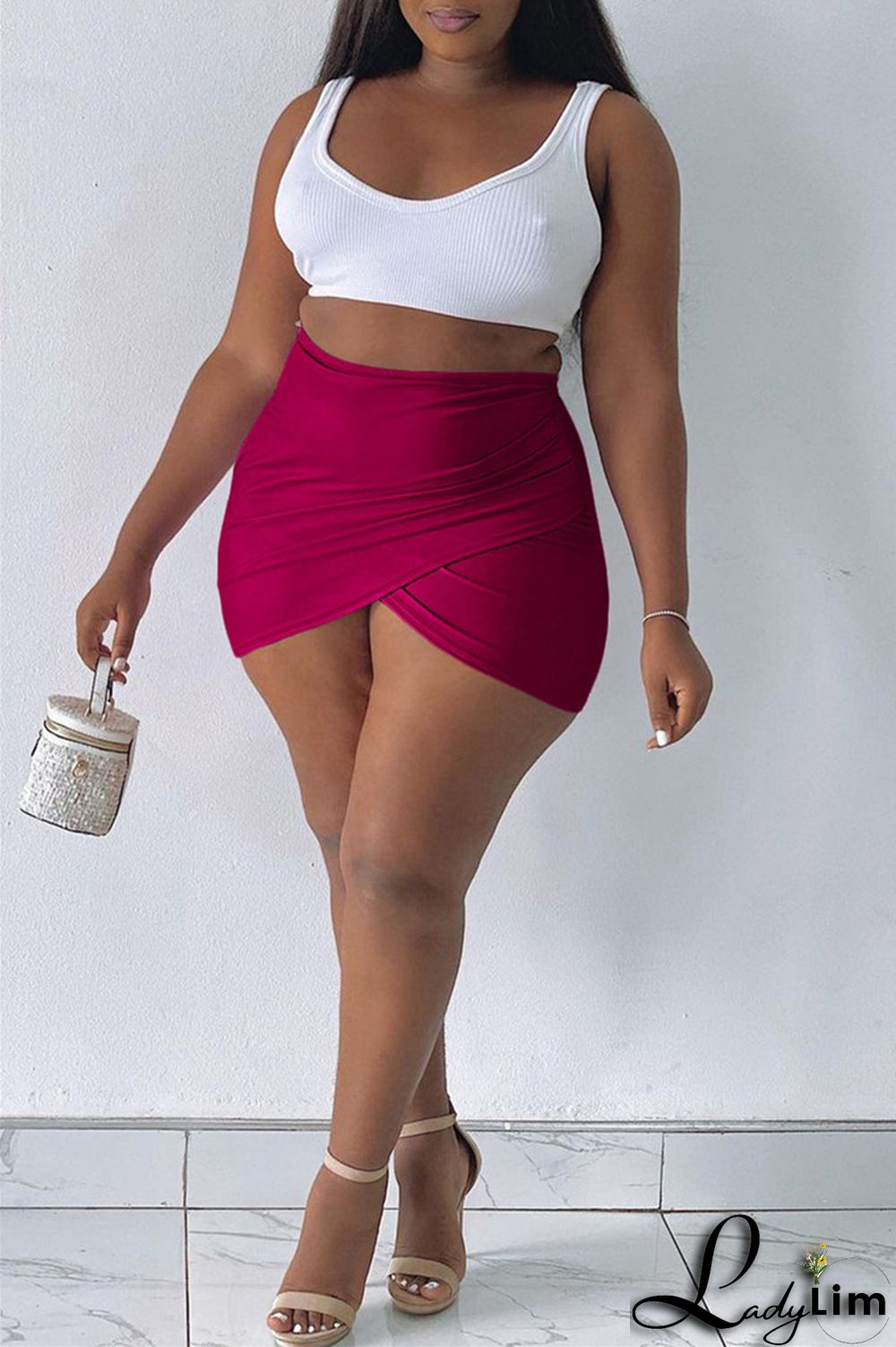 Blue Fashion Casual Solid Patchwork Regular High Waist Skirt