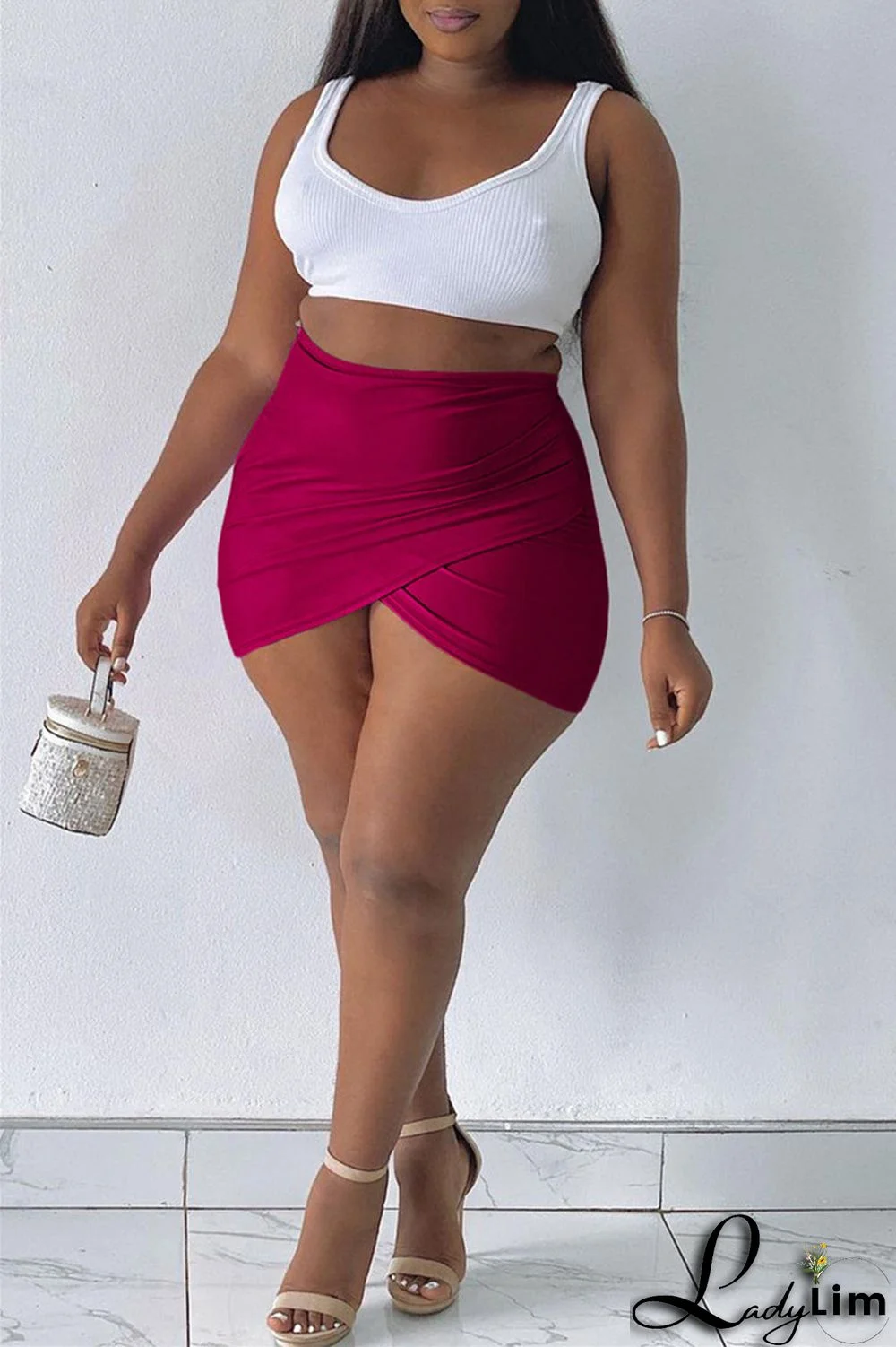 Blue Fashion Casual Solid Patchwork Regular High Waist Skirt