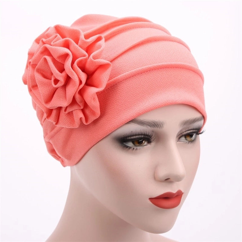 Women’s Ethnic Style Solid Color Flower Beanie Hat