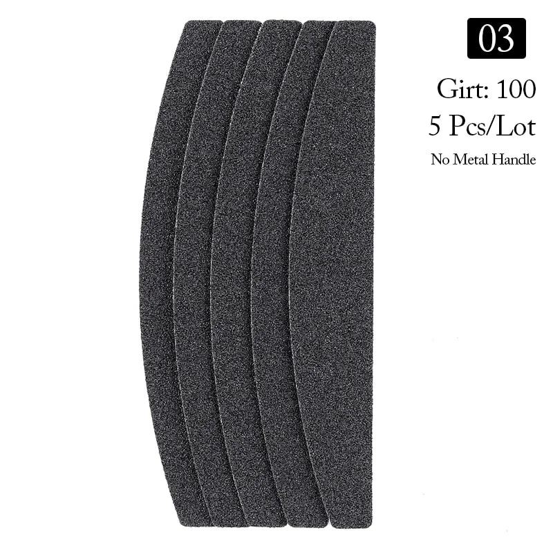Double-Sided Straight Replacement Nail File SandPaper Pads With Metal Handle Grey /Black Buffer Strips 100/180/240 Remove-Nail Inspo