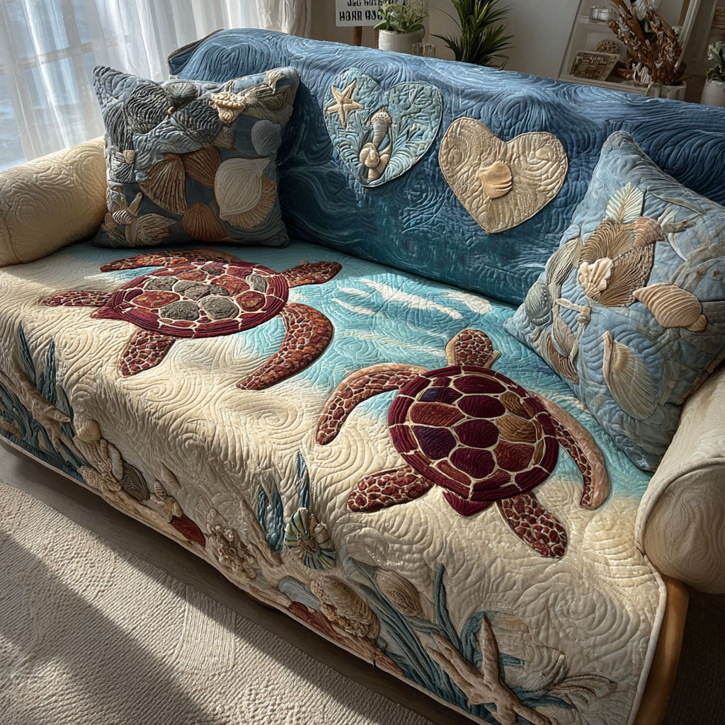 Marine Turtle Bliss Quilted Sofa Cover NCU0PT10764 everthome