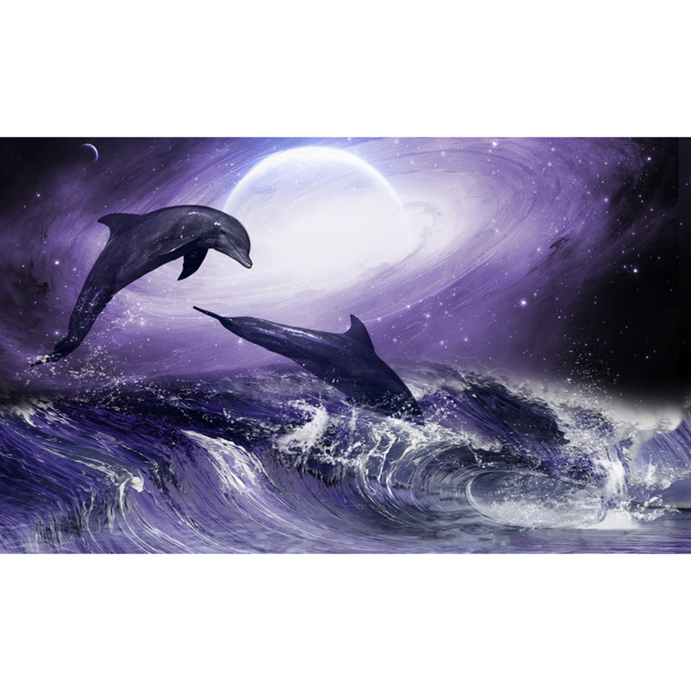 

100*50CM - Round Drill Diamond Painting - Dolphin (Big Size), 501 Original