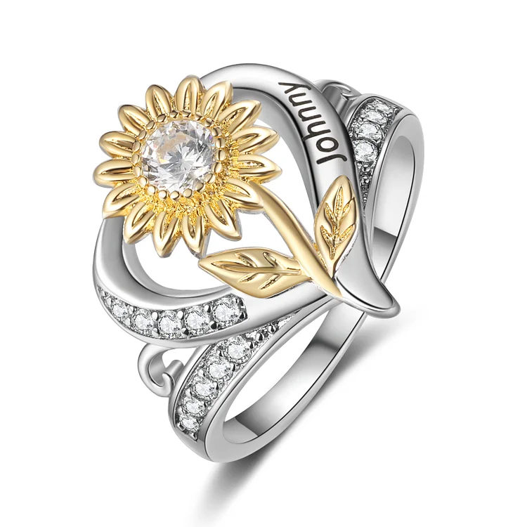 Kettenmachen Personalisierter 1 Name Sonnenblume Ring mit Geburtsstein