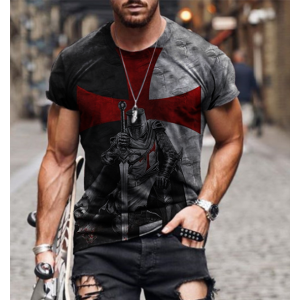 Men's Knight Tops Crusader Printed Men's T-Shirt Tops