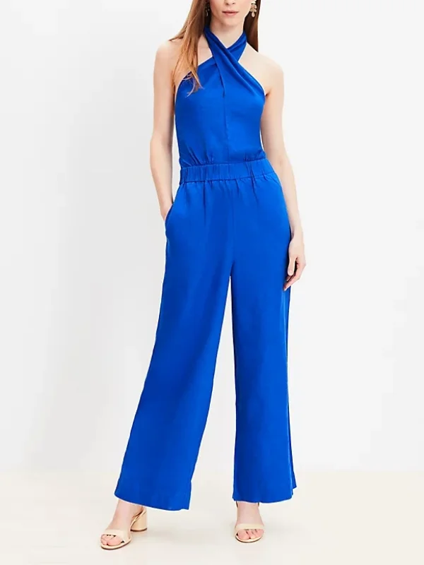 Loft Beach Linen Halter Jumpsuit