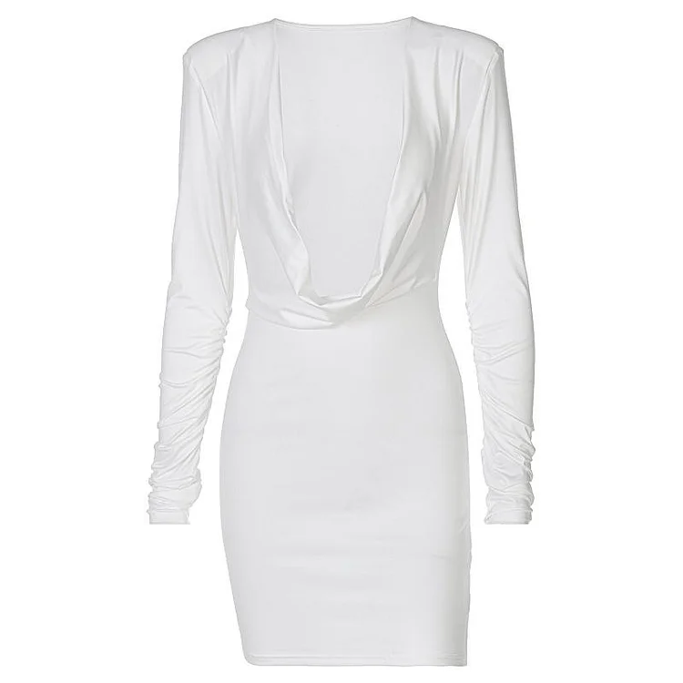 Promsstyle Long-sleeved deep v neck bodycon mini dress Prom Dress 2023