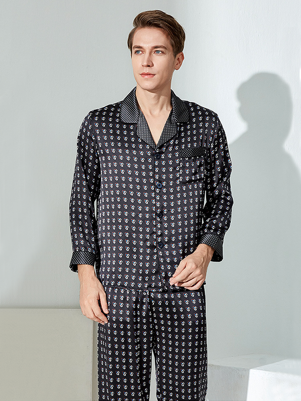Long Sleeve Spring Printed Silk Pajamas