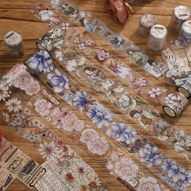 Modern Romantic Transparent PET Tape Set - Flower Journal