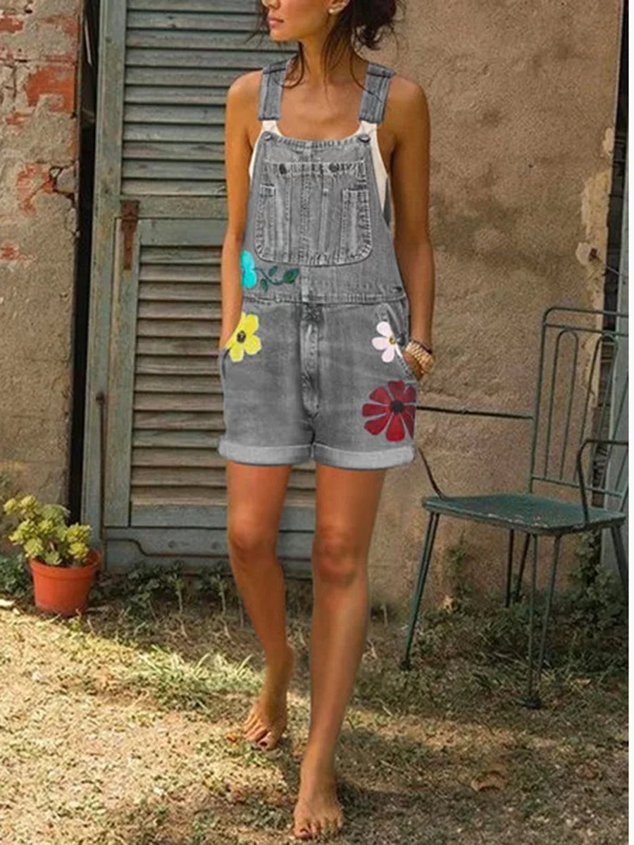 Casual Sunflower Jeans Jumpsuit