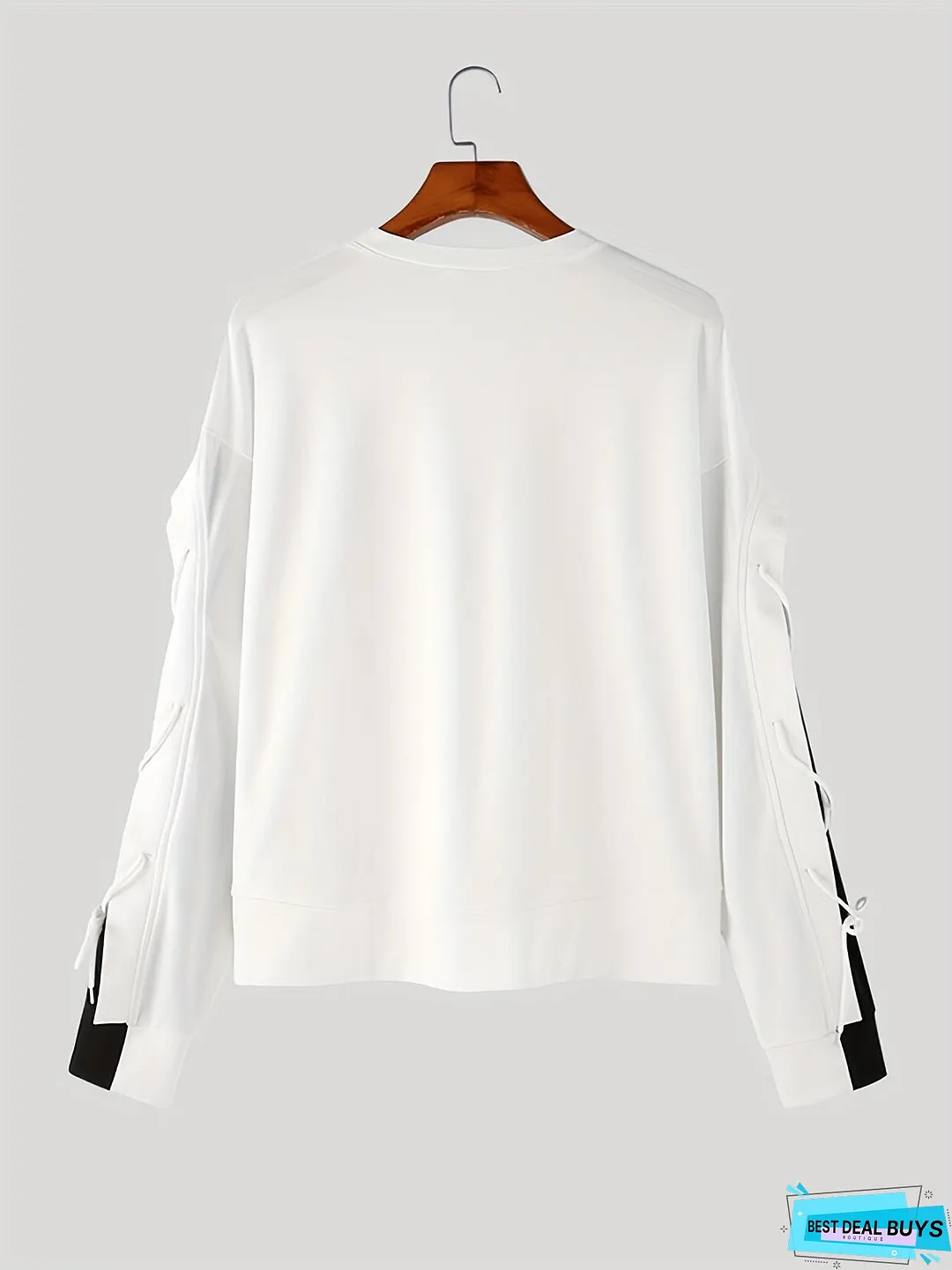 Plus Size Men's Contrast Color Sweatshirt Oversized Fashion Drawstring Tops, Men's Clothing