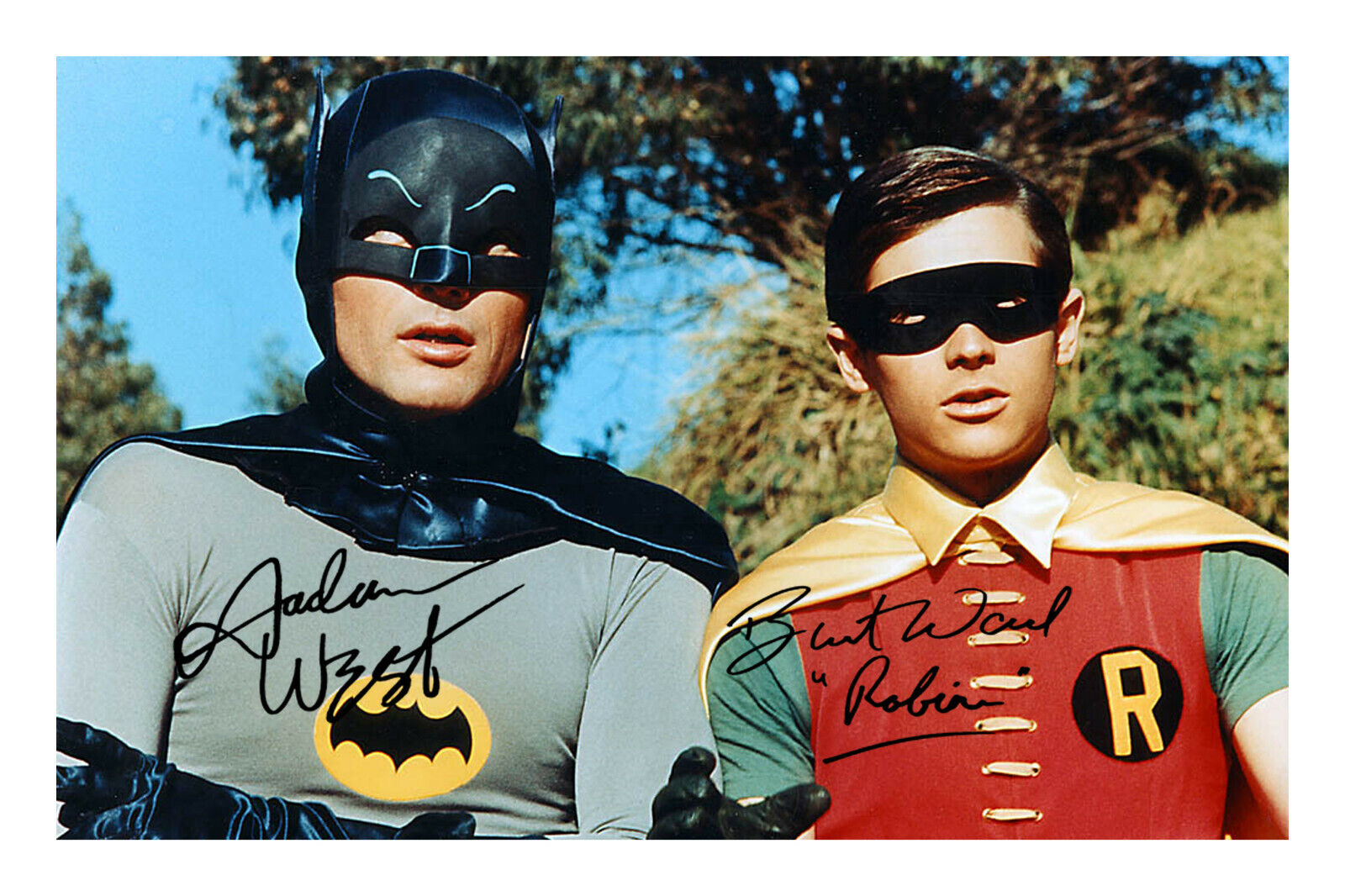 Batman And Robin Cast Signed A4 Photo Poster painting Print Autograph Burt Ward & Adam West