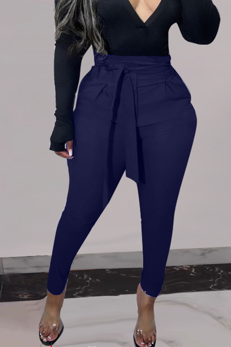 Casual Solid Bandage Skinny High Waist Pencil Solid Color Bottoms