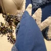 Morocco Style Plush Tassels Home Living Blue Sofa Cushion Pillow Cover