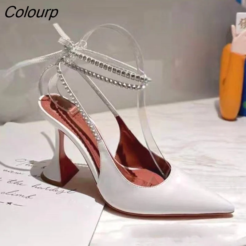 Colourp Style Sexy Ankle strap Women Sandals Fashion Cross-tied Crystal High heels Gladiator Sandals Summer Wedding bridal shoes