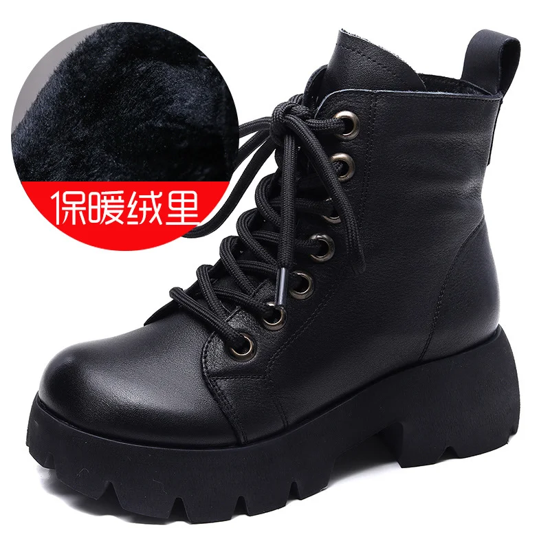 Yyvonne Time 99] Water Washing Layer Of Kraft Rubber Foam Bottom List Plus Velvet With Handmade Martin Boots Woman
