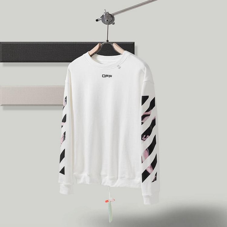 Off White Sweatshirts Autumn and Winter Printing Reflective Round Neck Pullover Long Sleeve Sweater Owt