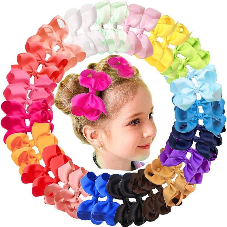 2Pcs/lot 4'' Cute Solid Grosgrain Ribbon Bowknot Hair Clips For Girls Handmade Hairpins Barrettes Headwear Kids Hair Accessories