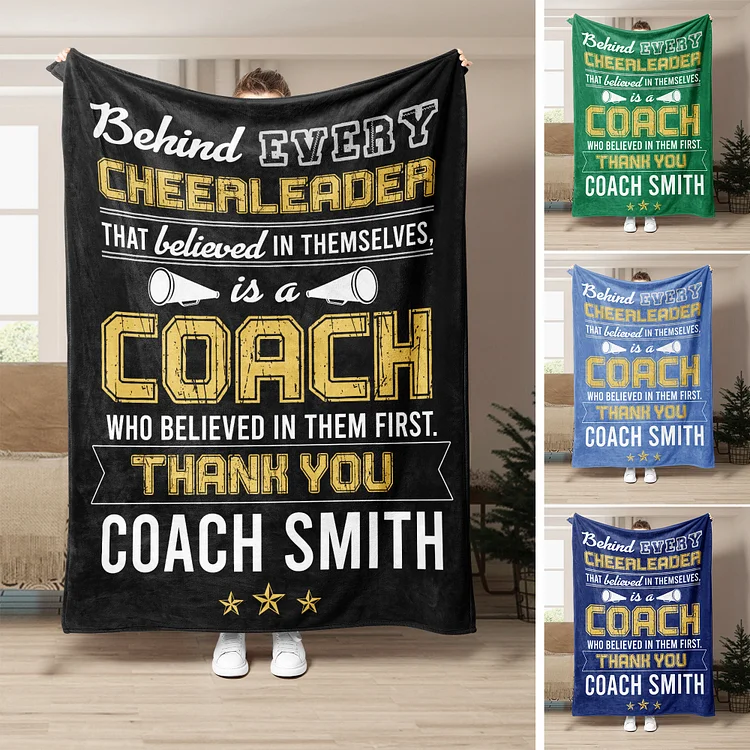 Personalized Cheerleading Blanket, Cheer Coach Blanket, Appreciation Gift for Coach | BKKid341