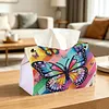 Diamond Art Painting Tissue Box Cover Wear Resist Decorative Paper Napkin Dispenser Multifunction Rhinestone PU Tissue Holder Kit for Adults Home Office Gift (Rainbow Butterfly)