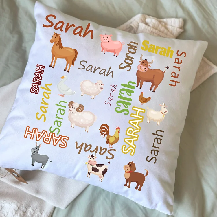 BlanketCute-Personalized Lovely Bedroom Animals Cushion with Your Kid's Name | 02