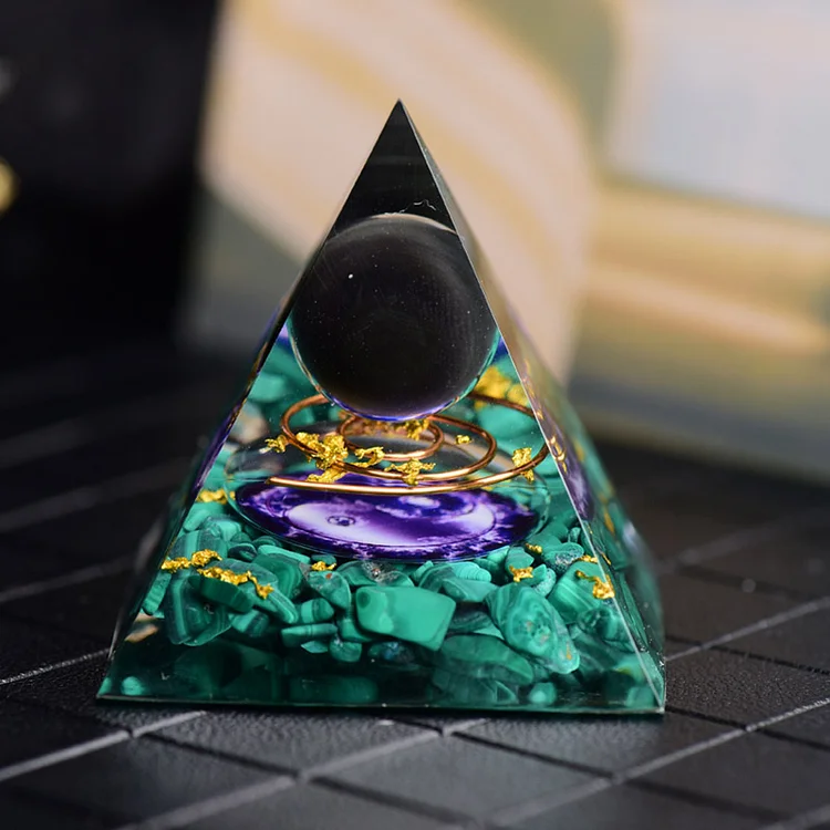 Malachite Obsidian Orgone Pyramid