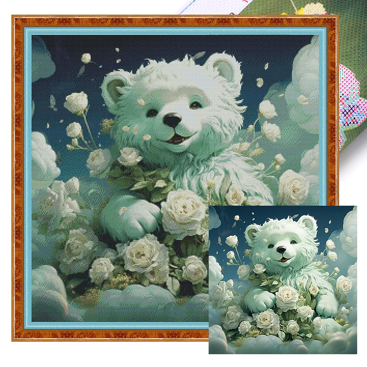 【Huacan Brand】Cute Bear 16CT Stamped Cross Stitch 50*50CM
