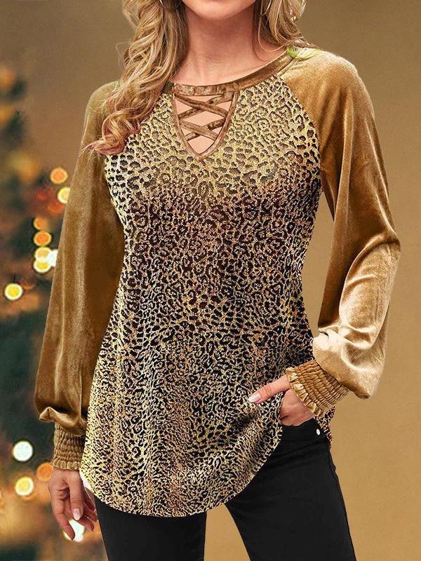 Leopard joint flannelette top