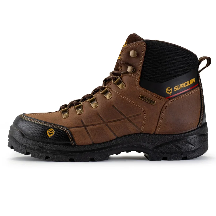 Own Shoe Ownshoe Men's Steel Toe Work Boots Leather Safety Shoes Non-Slip Industrial Work Shoes Goodyear Constructions Boots, Size: 8, Black