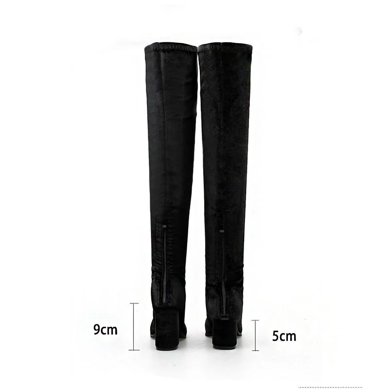 Black Sexy Over-the-knee Boots Women's Stretch Boots Women's Thigh High Boots 2021 Spring and Autumn Boots Women's High Heels