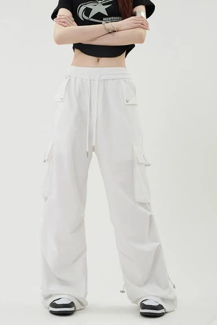 Loose Fit Cargo Pants for Women Multi Pocket Design with Drawstring Cuffs and